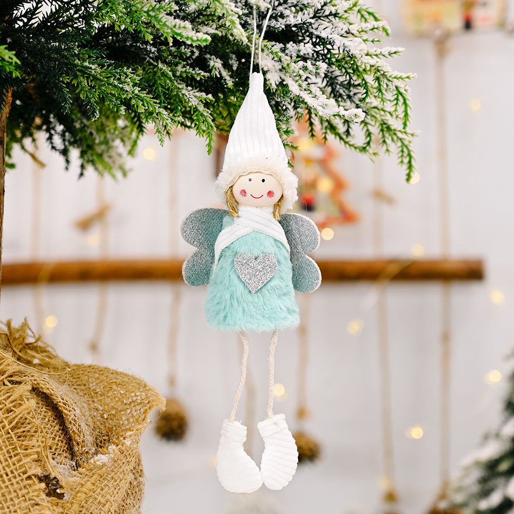 Wholesale Christmas Decoration New Plush Love Angel Pendant Small Tree Charm Children Cute Plush Doll